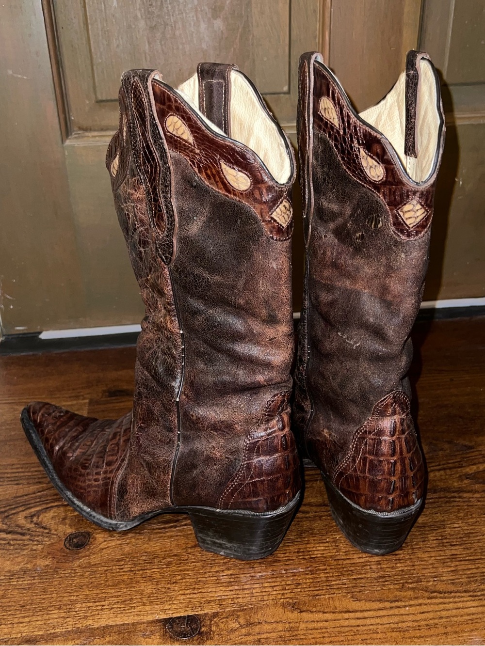Buitre Brown Alligator Leather Western Tan Rodeo Cowboy Heeled Boots Size 10 - Picture 8 of 13